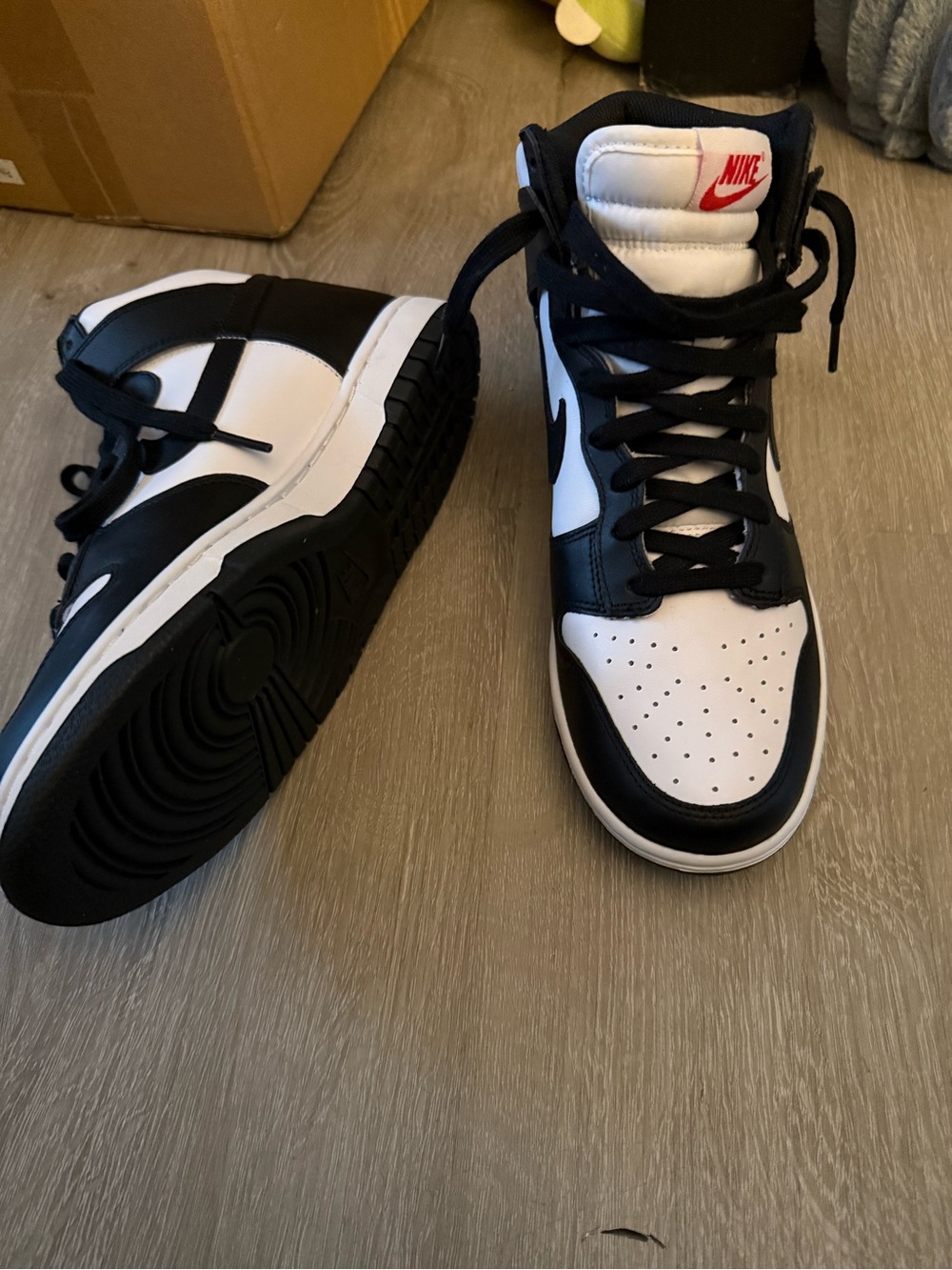 Nike Men’s High-Top Sneakers – Black, White & Red Accents